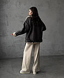 Жіноча подовжена коричнева дублянка в стилі оверсайз., фото 3