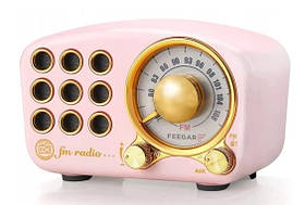 Ретро радіоприймач FM Feegar Retro Pink Bluetooth SD AUX 1100mAh