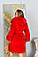 Короткий халат на запах червоний з капюшоном махровий, фото 4