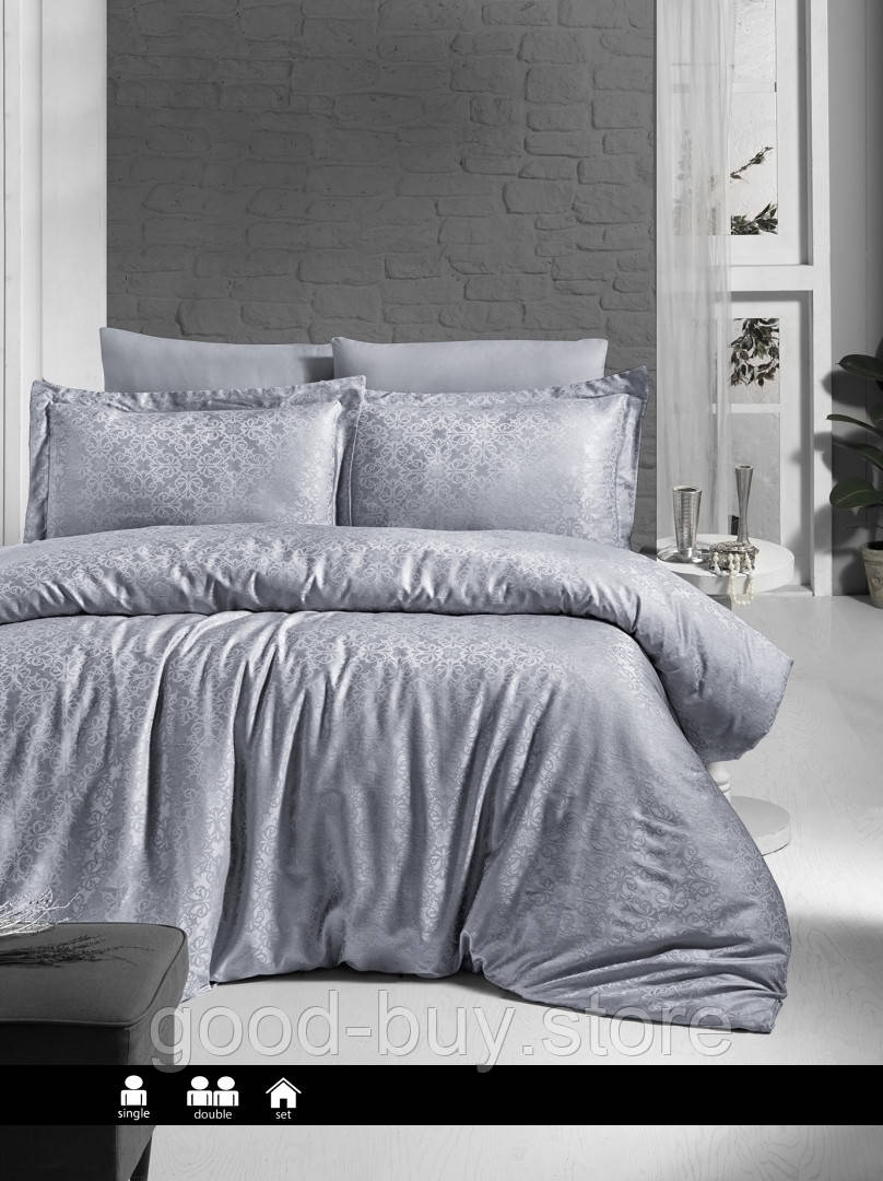 First choice Lamone gri(grey) постільна білизна сатин-жакард полуторний 160х220