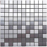 Декоративная алюминиевая мозаика Серебряная на самоклеящейся основе 300х300х3мм