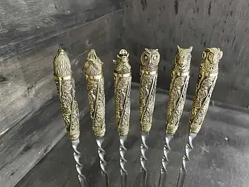 Набор шампуров ручной работы PREMIUM LT с бронзовыми ручками