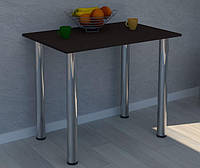 Кухонный стол на хромированных ножках для маленькой кухни 900х600 мм.. Простой надежный стол цвет Венге магия
