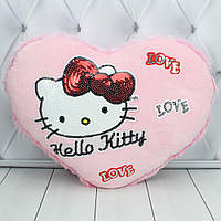 Подушка-сувенір Серце 2 "Hello Kitty" із паєткою 27 см