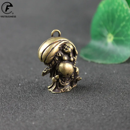 Міні вінтажная мідна статуетка фігурка символ мудрості благополуччя багатства Будда Майтрейї, фото 1