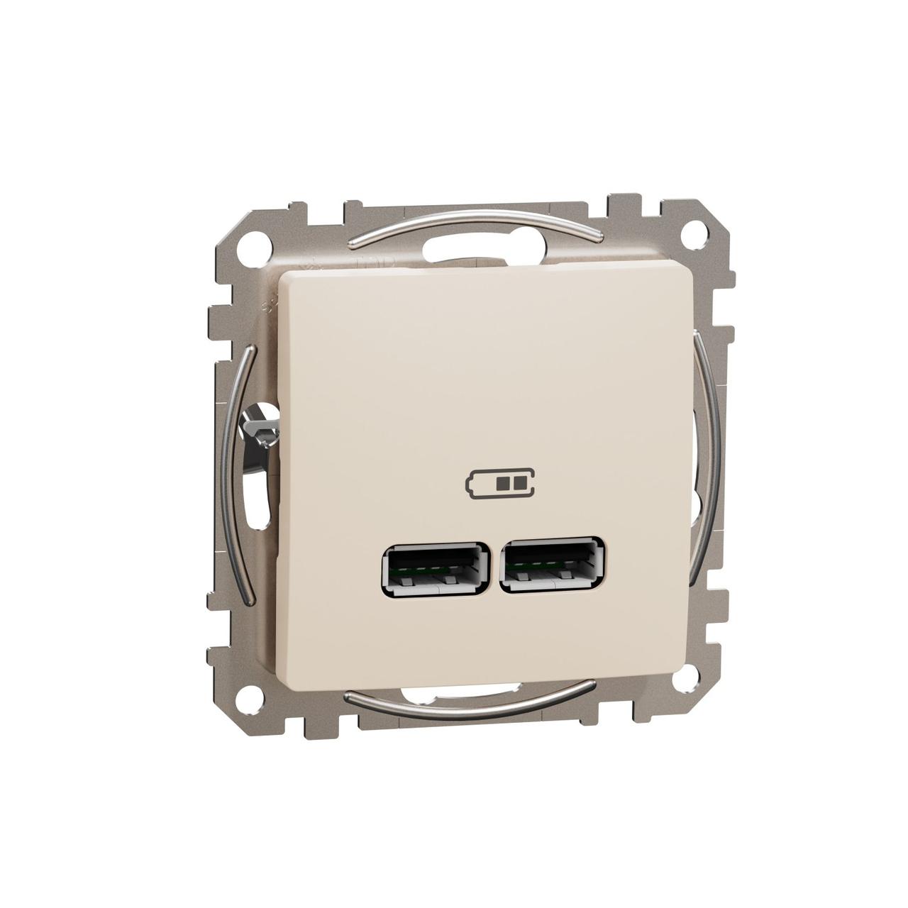 USB розетка тип A+A 2,1A Бежевий Sedna Design