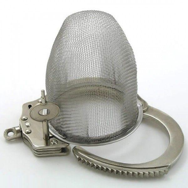 Сталевий пристрій цнотливості для чоловіків, Клітка для пеніса сіткою із замком наручник