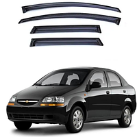 Дефлекторы окон ветровики на Chevrolet Aveo I,II (T200) седан 2002-2008 (скотч)