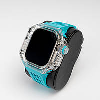 Чехол для Apple Watch, кейс и ремешок для часов LUXARY WATCH TRANSPARENT CASE (45 mm,пластик/силикон, бабочка) blue