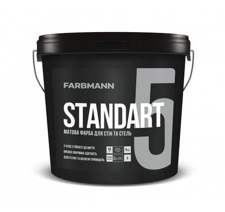 Фарба інтер'єрна Farbmann Standart 5 (біла В1) 9 кг, фото 1