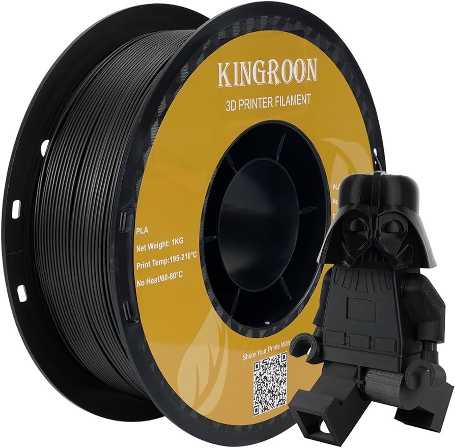 PLA-пластик Kingroon Filament для 3D принтера 1.75 мм 1 кг чорний в наявності