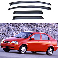 Дефлекторы окон ветровики на Chevrolet Aveo I,II (T200) седан 2002-2008 (скотч) ACRYL-AUTO