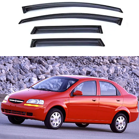 Дефлектори вікон вітровики на Chevrolet Aveo I,II (T200) седан 2002-2008 (скотч)  ACRYL-AUTO
