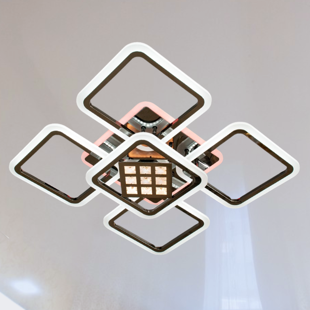 Стельова люстра Led Diasha 140W до 20 м² колір Чорний хром A8190/4+1BHR 3color