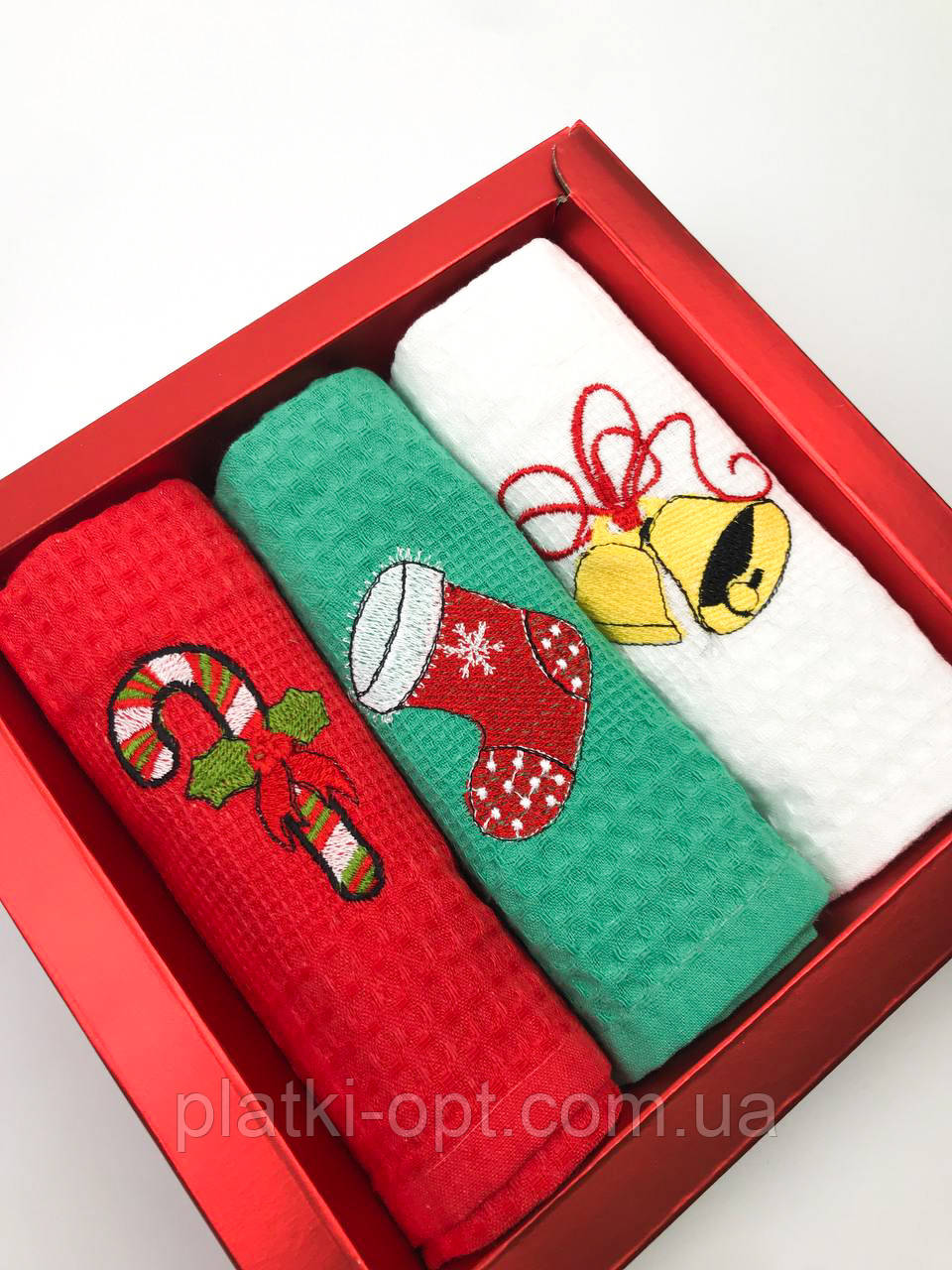 Набір новорічних вафельних рушників (3 шт.) 60х40 см. Вид-3, фото 1