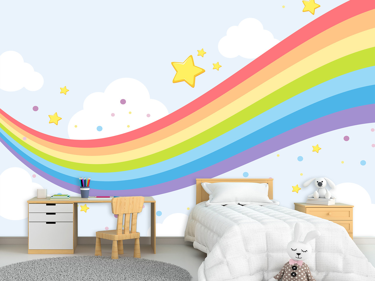 Фото шпалери дитячі на стіну плівка Oracal "Веселка", фото шпалери 3д з малюнком, фото 1