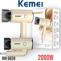 Фен для Укладання Волосся KEMEI KM-6838 2000Вт Дорожній Складаний, Стильна Зачіска за Кілька Хвилин, фото 5