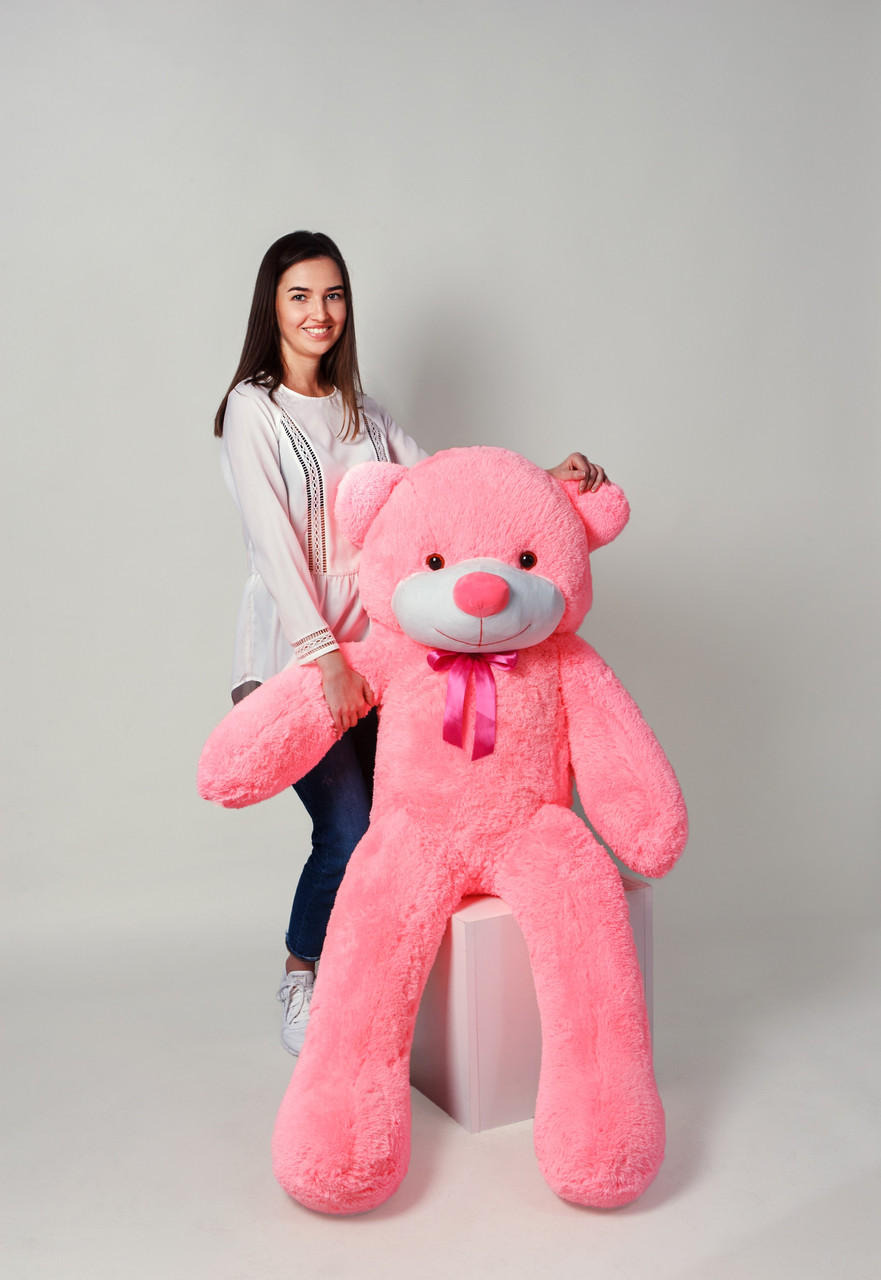 Оригінальний подарунок ведмідь 160 см модний м'який плюшевий ведмідь у подарунок дівчині рожевого кольору kn