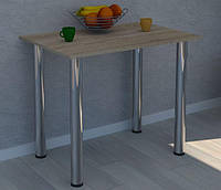Кухонный стол на хромированных ножках для маленькой кухни 1000х1000 мм.Простой стол на кухню. Сонома