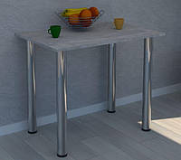 Кухонный стол на хромированных ножках для маленькой кухни 900х600 мм. Простой надежный стол на кухню. Бетон