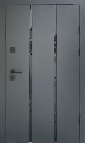 Двері вуличні Qdoors серія СТРІТ з ТЕРМОРОЗРИВОМ модель Піано метал Антрацит фарба/МДФ біле дерево