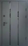 Дверь уличная Qdoors серия СТРИТ с ТЕРМОРАЗРЫВОМ модель Пиано металл Антрацит краска/МДФ белое дерево