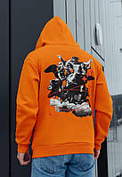 Оранжевое мужское Худи с капюшоном кофта для мужчины Staff art fleece Toywo Оранжеве чоловіче Худі з капюшоном