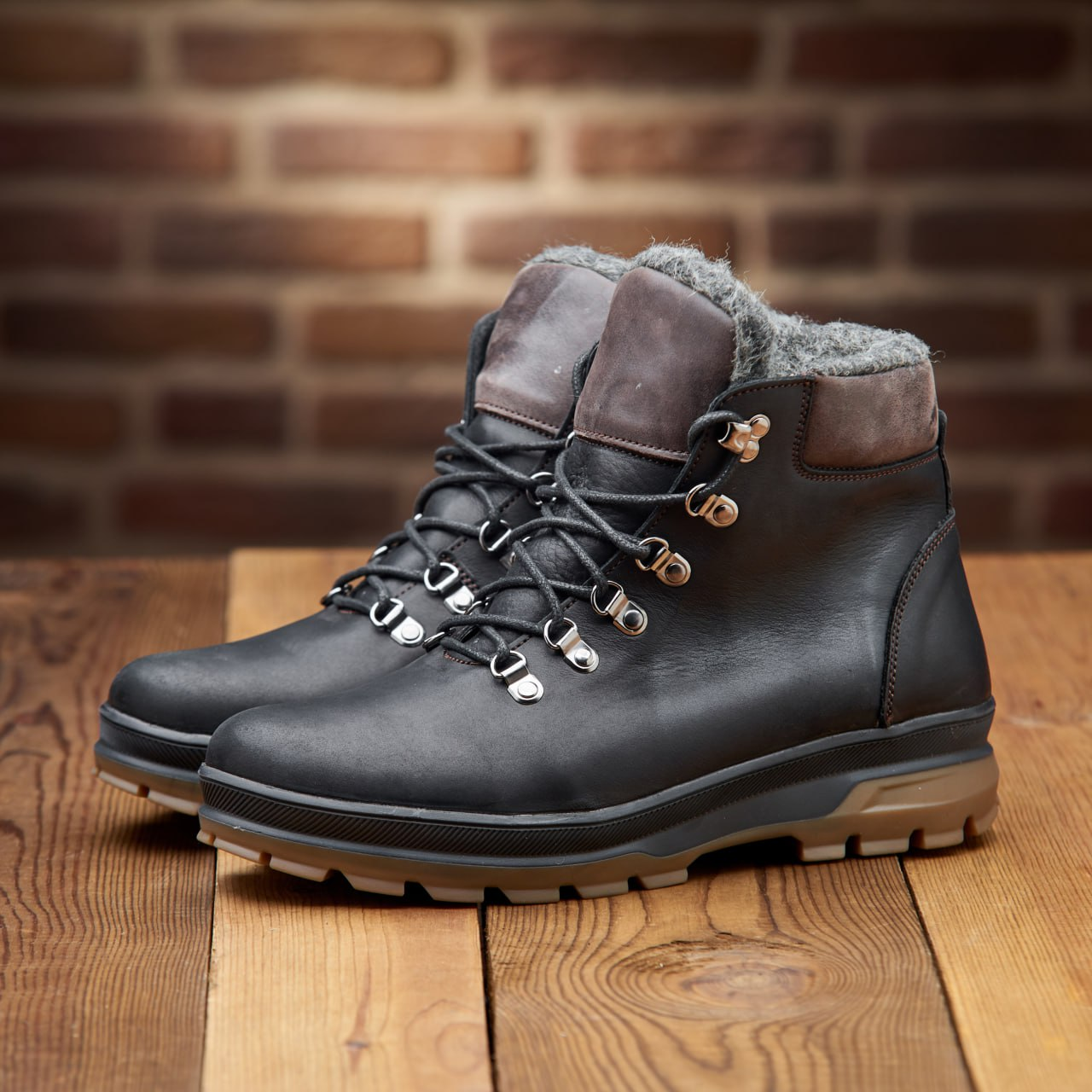 Чоловічі зимові шкіряні черевики (натуральна шкіра) чорні на хутрі, чоловіче взуття на зиму, розмір 40 41 42 43 44 45, фото 1