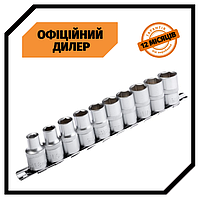 Набор головок на планке INTERTOOL ET-6012 (8-19 мм, 1/2", 10 ед.) TSH