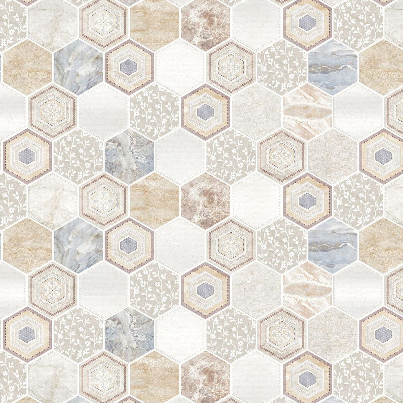 Мініатюра підлога Шестикутники 30*41 см Світлий з блакитним, фото 1