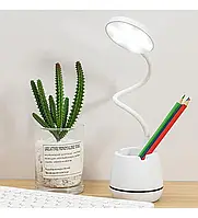 Настольная аккумуляторная led лампа с держателем для телефона, светильник на гибкой ножке с регулируемой яркос