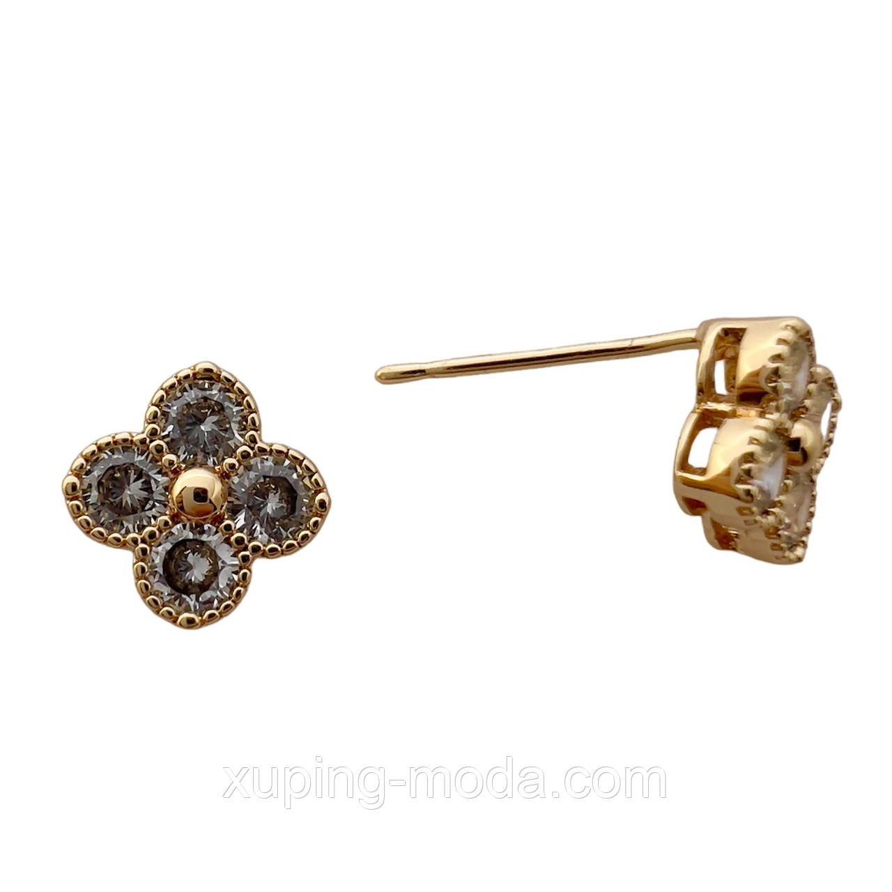 Сережки конюшина xuping.9 мм. 18 к, фото 1