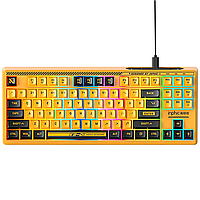 Проводная клавиатура INPHIC K901 с RGB подсветкой, подключение USB-TypeC, компактная, тихая, жёлто-чёрный