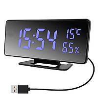 Часы зеркальные с LED подсветкой VST-888-5, от USB и от батареек / Электронные часы с будильником для дома