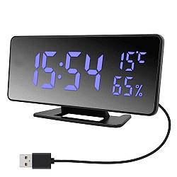 Годинник дзеркальний з LED підсвічуванням VST-888-5, від USB та від батарей / Електронний годинник з будильником для дому