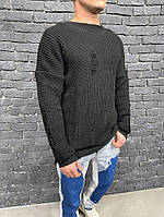Вязаный свитер оверсайз мужской черный 2Y Premium