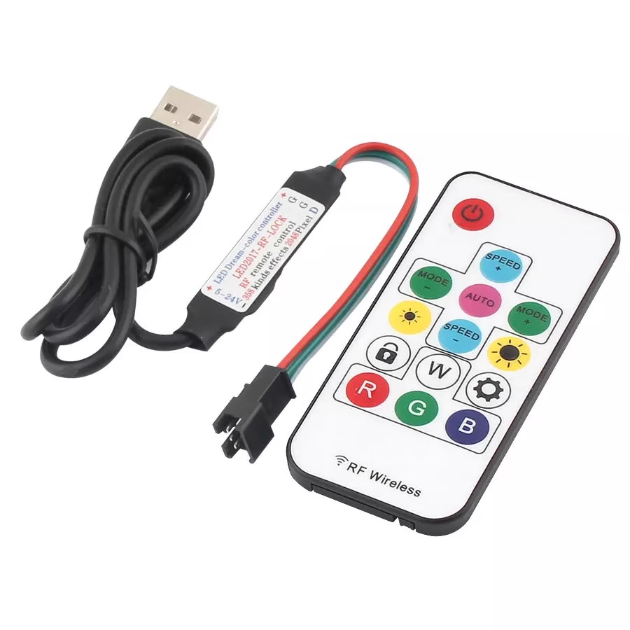 USB RGB Dream контролер SPI RF міні 14 кнопок 5-24 Вольт адресована стрічка, WS2811, WS2812, WS2812, WS2813