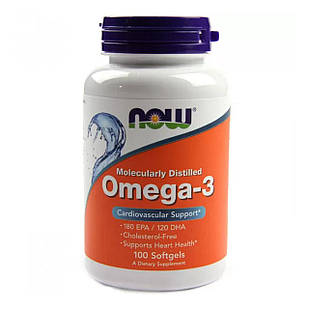 Омега-3 підтримка серця (Omega-3 180 EPA/120 DHA) 100 капсул NOW-01650