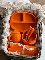 Набор детской силиконовой посуды Оранжевый