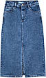 Модна довга джинсова спідниця максі 85 см світло-синього кольору, фото 4