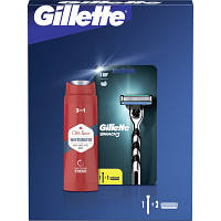 Набор косметики Gillette Станок для бритья Mach3 + 2 сменных лезвия + Гель для душа Old Spice 3-в-1 Whitewater