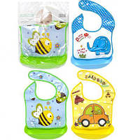 Від 5 шт. Фартух дитячий - слинявчик з  кишенею на кнопках QX08 252-70 купити дешево оптом в інтернет-магазині