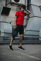 Комплект Nike кепка + поло червоний та шорти + барсетка