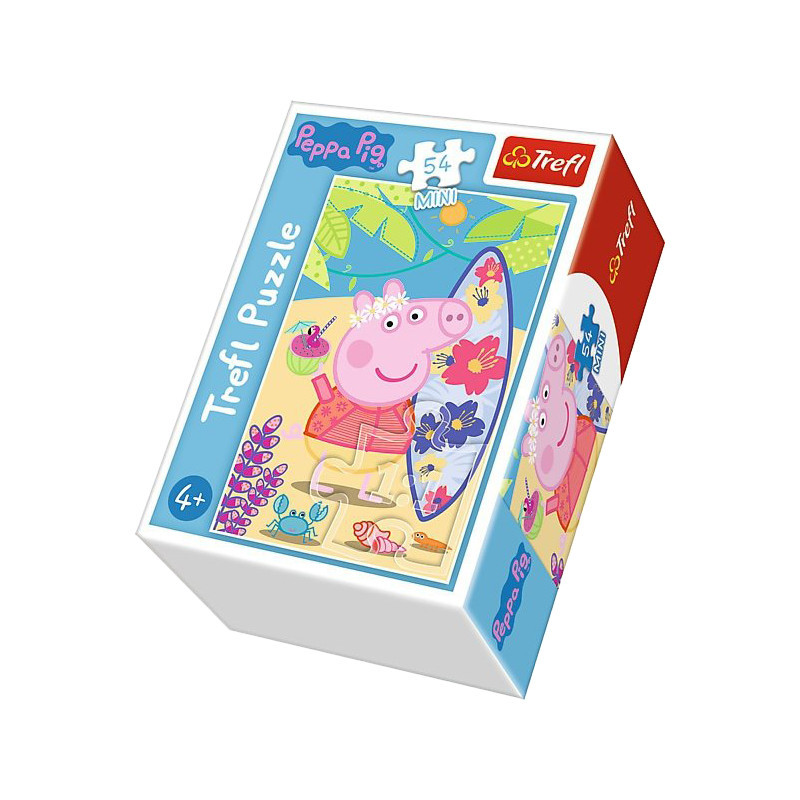 Пазли - (54 елм. Міні) - "Відпочинок на пляжі" / Веселе поросятко / (54169)/Trefl