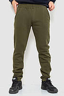 Спорт чоловічі штани на флісі однотонні, колір темно-зелений, розмір XL, 190R236