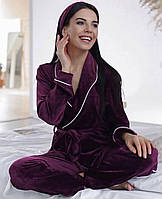 Женская пижама велюр-плюш цвет бордовый р.42/44 447393