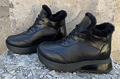 Calvin Klein Жіночі зимові шкіряні чорні кросівки черевики з хутром 36 розм