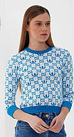 Пуловер с рисунком хлопок голубой
