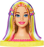 Барби манекен для причесок неоновые радужные волосы Barbie Deluxe Styling Head Blonde Neon Rainbow Hair