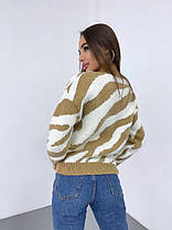 Стильний жіночий светр Ніккі принт зебра машинна в'язка з травкою Ssmk2166, фото 2
